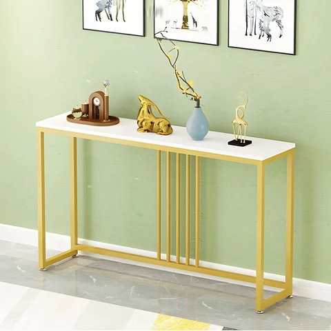 DRS-078 Modern Dikdörtgen Konsol Masa Ahşap Metal Ayaklı
