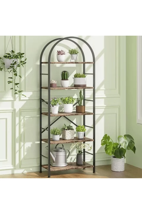 KTP0948 Modern Kemerli Metal 5 Katlı Kitaplık Standı