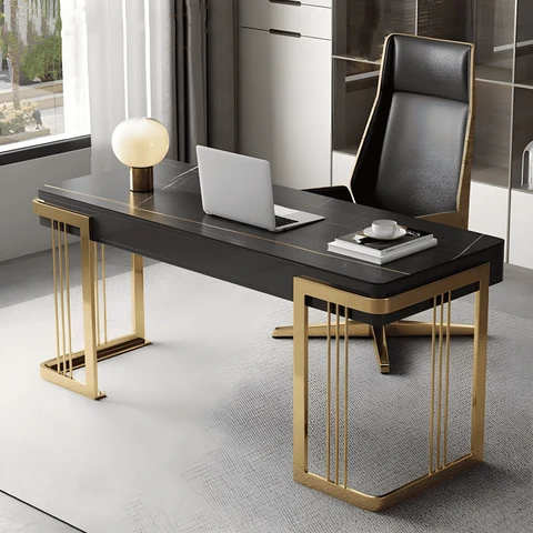 ÇLM510 Modern Dikdörtgen Çalışma Masası MDF Üstlü Metal Kızak Ayaklı Çekmeceli