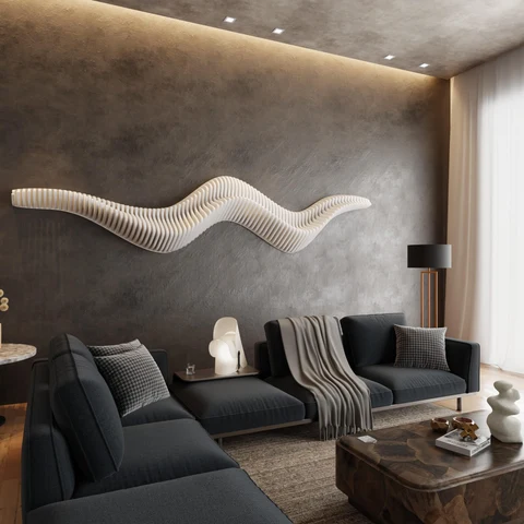 PRM974 Modern Ahşap Parametrik Duvar Rafı