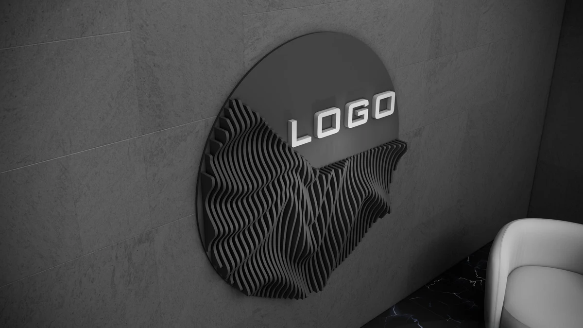 KC-082 Dalgalı Ahşap Duvar Dekoru – 3D Sanatsal Logo İç Mekân Tasarımı