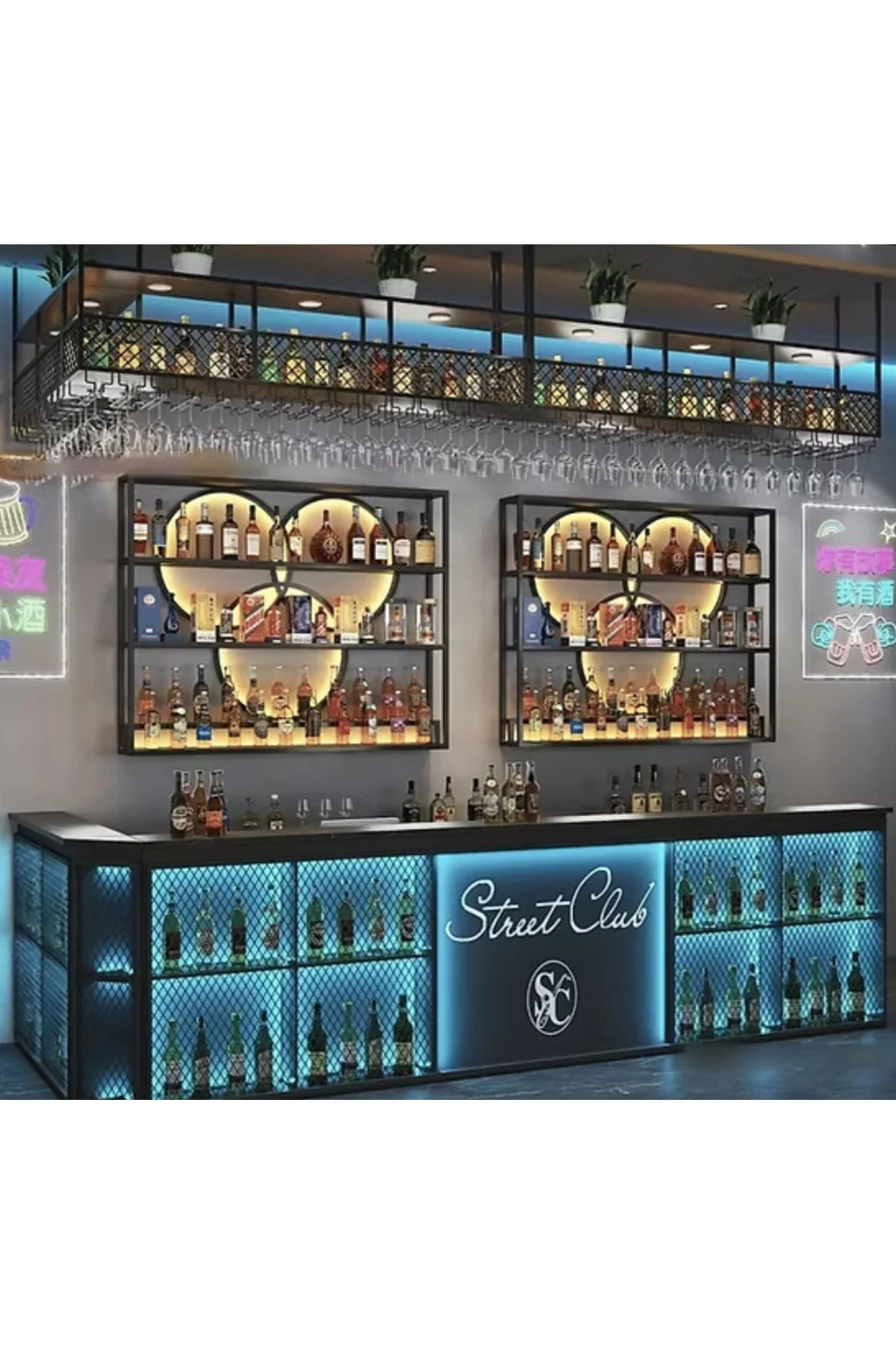ŞRP4012 Modern Duvara Monte Metal Panel Şaraplık Standı