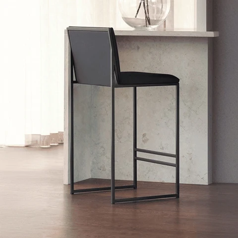 KC-0155 Bistro Taburesi, Metal Ayaklı, Silinebilir Kumaş