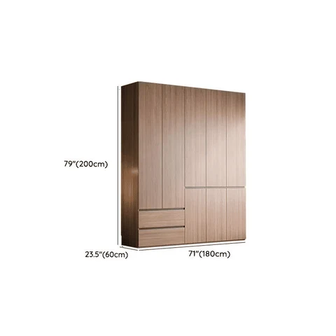 DLP-016 Modern Dikdörtgen Gardırop Ahşap Çekmeceli Askılıklı Kahverengi