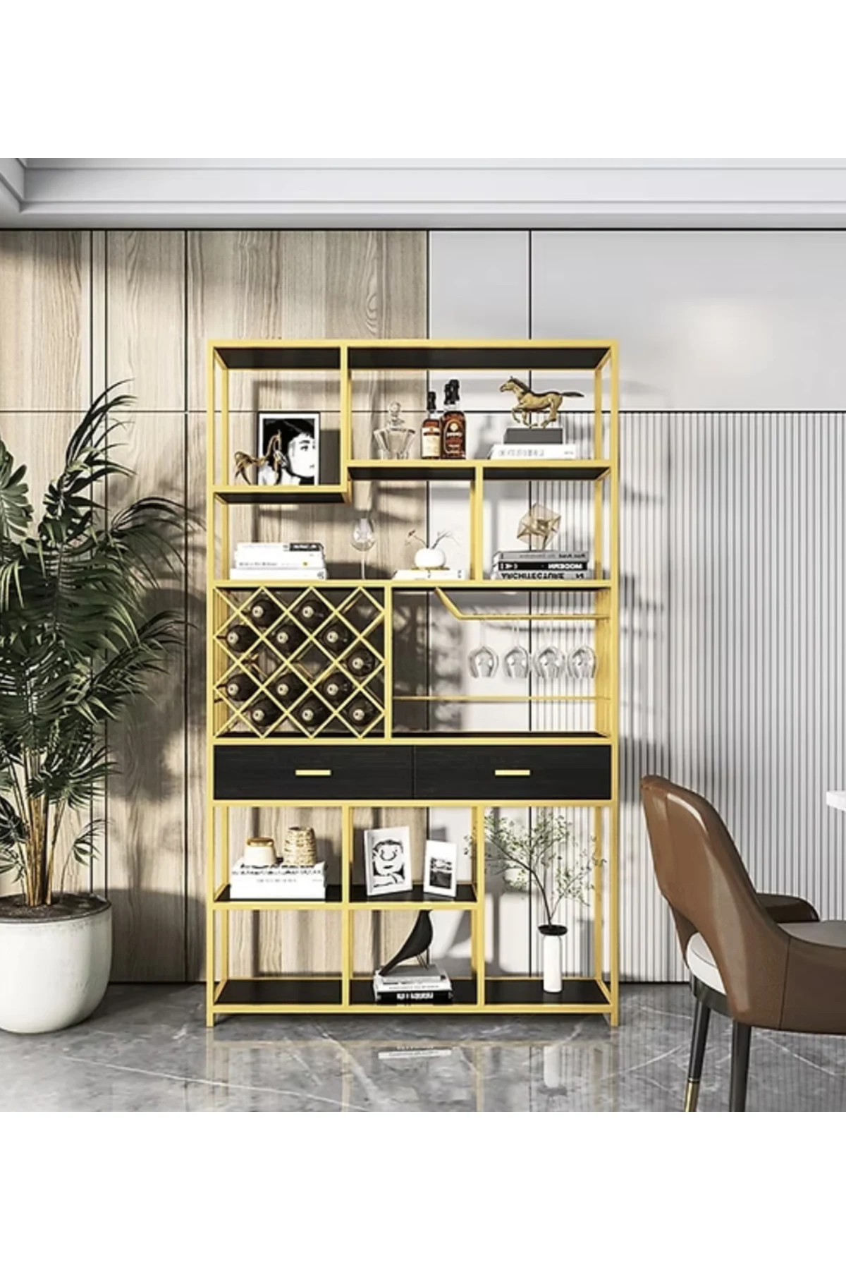 ŞRP8064 Modern Metal Şarap Dolabı Standı