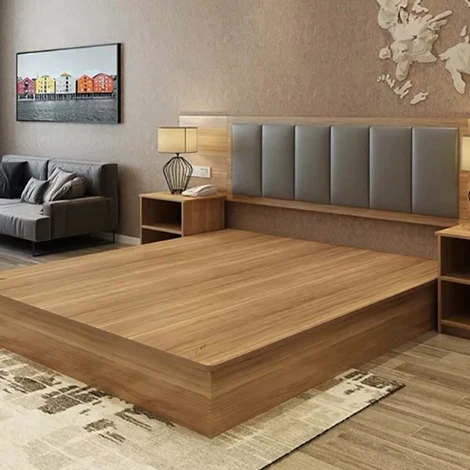 KC-009 Lüks Modern Ahşap Yatak Odası Seti, MDF Yatak Komodin