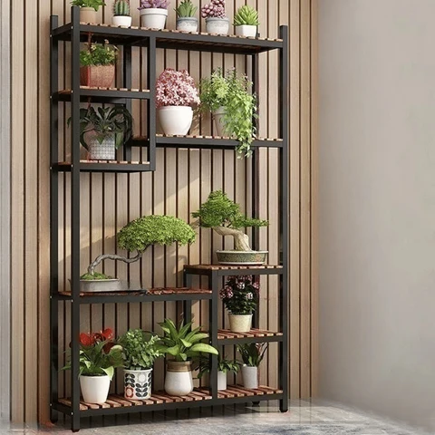 BTK38482 Modern Ahşap Çok Katlı Bitki Standı