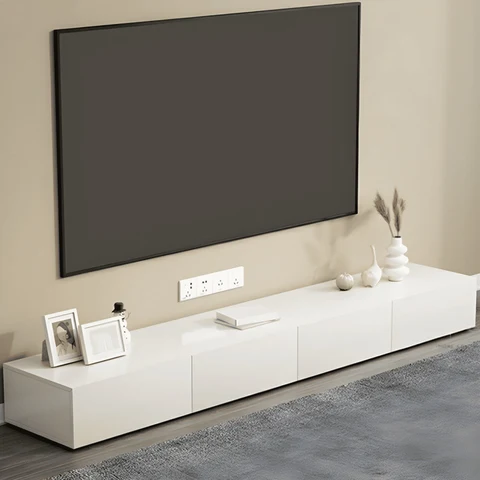 KTV-023 Modern Dikdörtgen TV Sehpası Ahşap Çekmeceli Beyaz