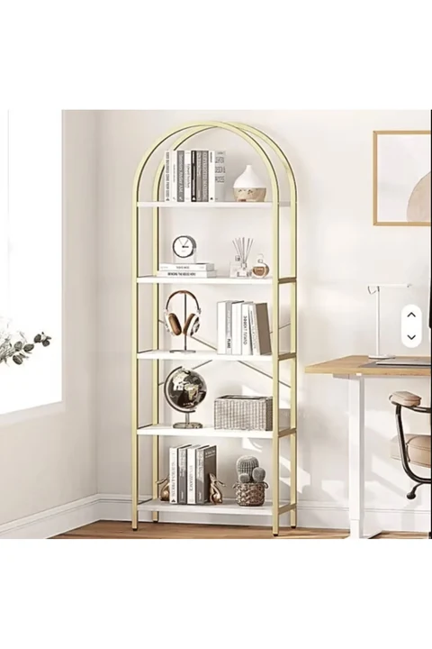 KTP0948 Modern Kemerli Metal 5 Katlı Kitaplık Standı
