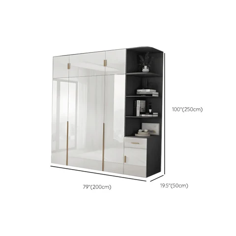 DLP-013 Modern Dikdörtgen Gardırop Ahşap Kapaklı Raflı Askılıklı Beyaz
