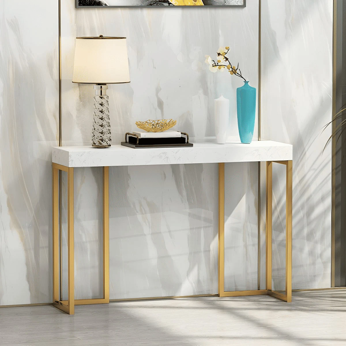 DRS-057 Dikdörtgen Konsol Masa MDF Metal Ayaklı