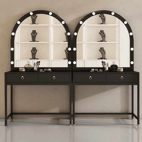 KC-0105 Modern Ahşap Üstlü Aydınlatmalı Ayaklı Makyaj Masası