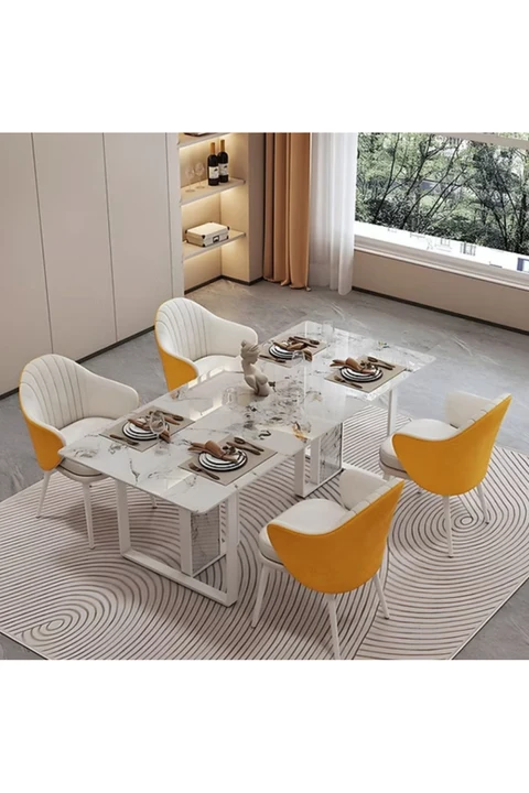 YMK-01 Modern Dikdörtgen Yemek Masası MDF Metal Ayaklı