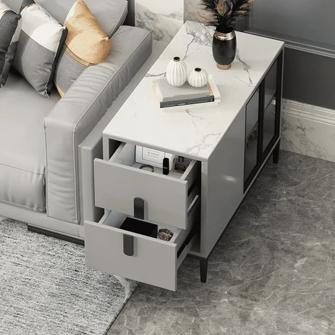 ZGN24980 Modern MDF Çekmeceli Dikdörtgen Yan Sehpa