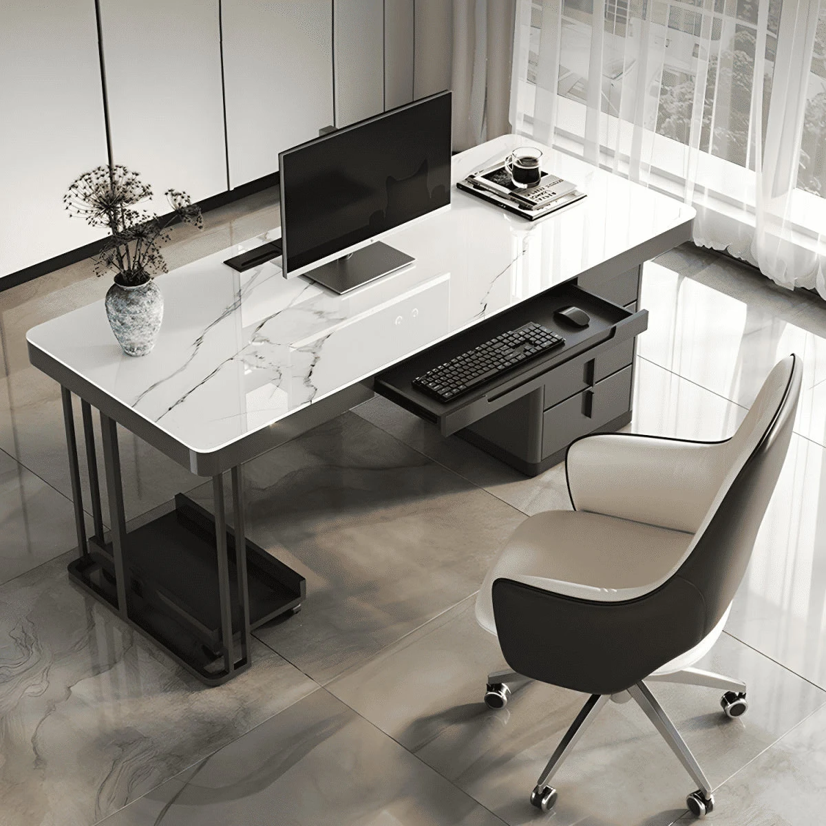 ÇLM40406 Modern Gri MDF Çalışma Masası