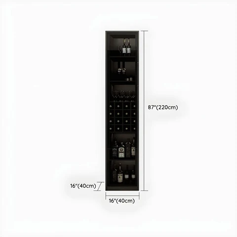 KC-0154 Modern Siyah Ahşap Cam Kapaklı Yemek Odası Vitrin Dolabı Şaraplık