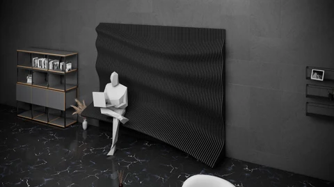 KC-071 Sanat Ahşap – Dalgalı 3D Duvar Dekoru Oturma Alanlı - Parametrik