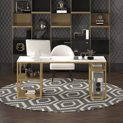 ÇLM3425 Modern Dikdörtgen Çalışma Masası MDF Üstlü Metal Ayaklı