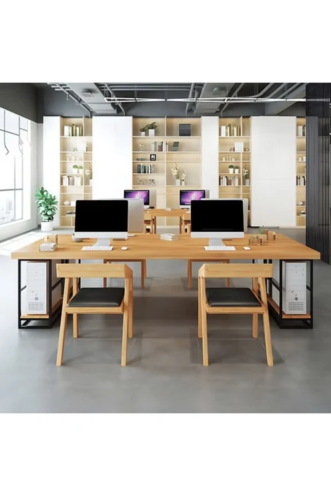 ÇLM4860 Modern Dikdörtgen Çalışma Masası Ahşap Metal Kızak Ayaklı