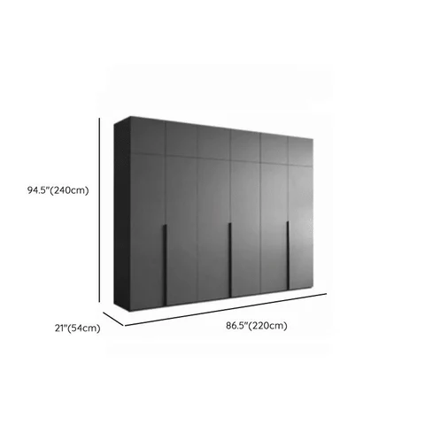DLP-07 Modern Dikdörtgen Gardırop Ahşap Raflı Askılıklı Gri