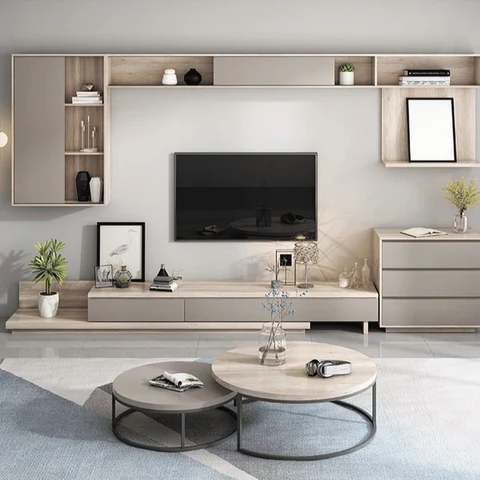 KTV-029 Modern Dikdörtgen TV Sehpası Ahşap Çekmeceli Gri 200 cm