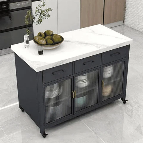 Modern Mermer Tezgahlı Mutfak Arabası