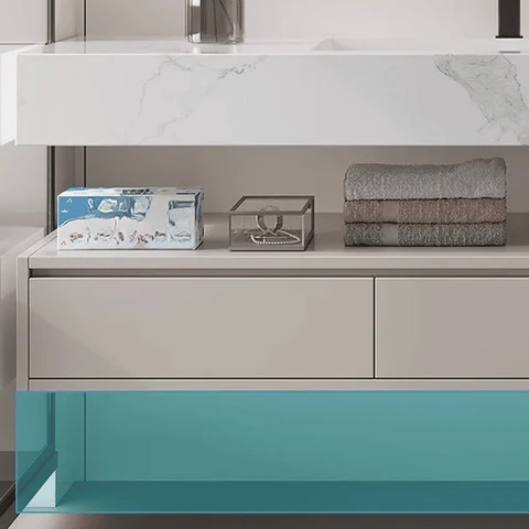 Modern Bej Ahşap Banyo Dolabı SKU8705861