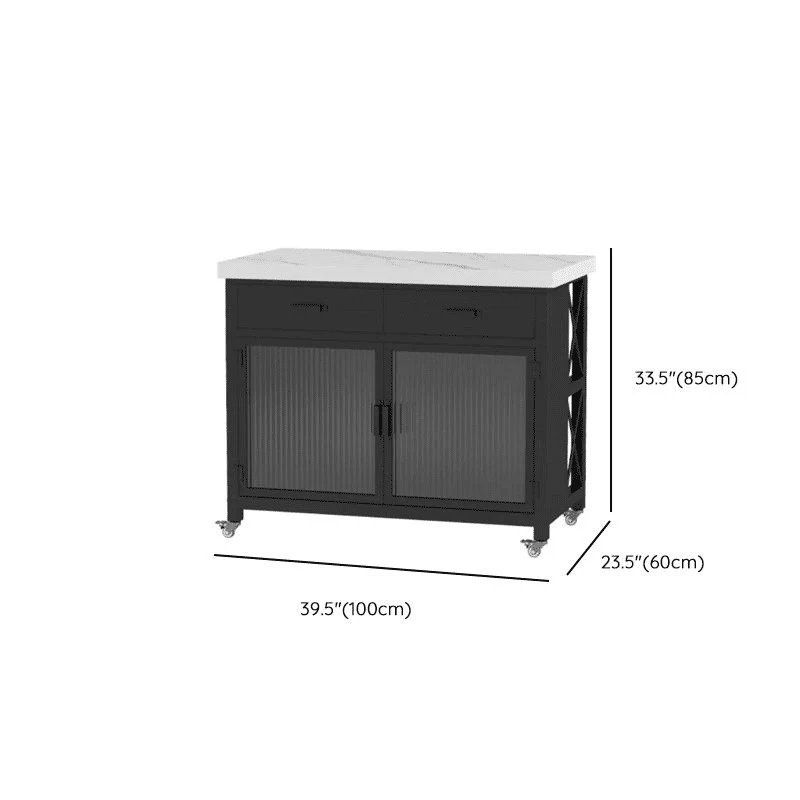 Modern Beyaz Taş Tezgahlı Tekerlekli Mutfak Adası SKU8340061