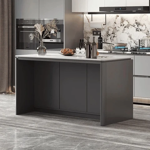Modern Beyaz Taş Tezgahlı Mutfak Adası SKU9266691