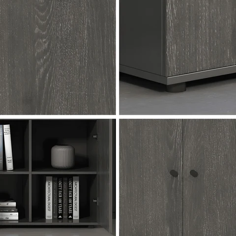 Mid-Century Modern Gri Ahşap Dosya Dolabı SKU4659716