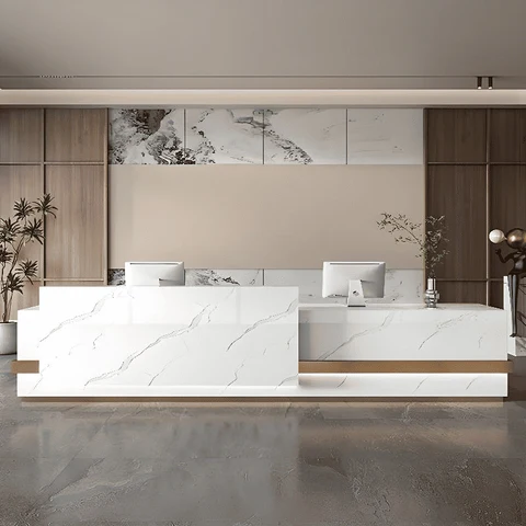 Modern Mermer Tezgahlı Resepsiyon Masası LitFad