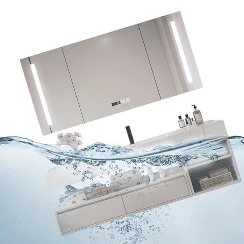 Modern Bej Ahşap Banyo Dolabı SKU8705861