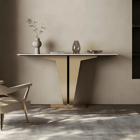 Glam Beyaz Taş Konsol Masası SKU5258045