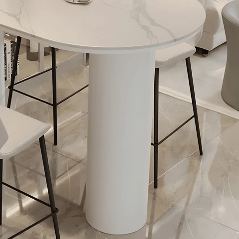 Modern Oval Taş Tezgahlı Bar Masası Seti SKU4930033