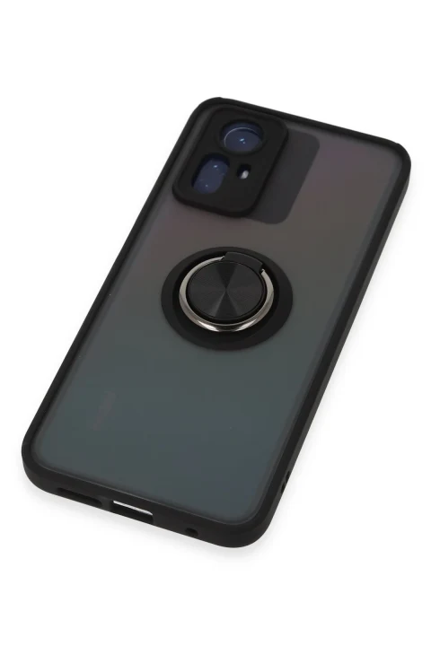 uryport Xiaomi Redmi Note 12S Kılıf Montreal Yüzüklü Silikon Kapak - Siyah