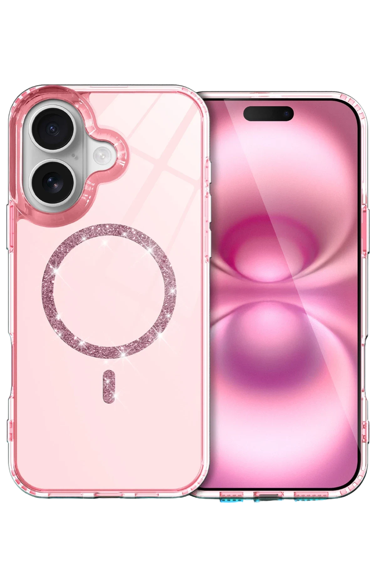 uryport Apple iPhone 17 Live Diamond Magsafe Kapak - Pembe