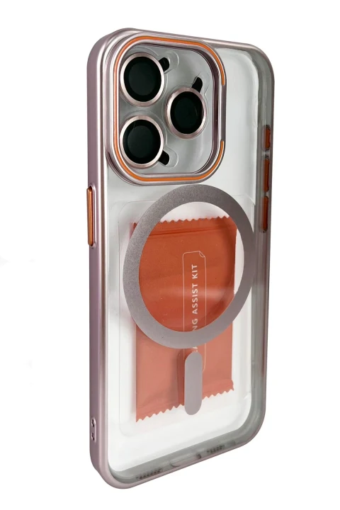 Joko Apple iPhone 15 Pro Crown Lens Standlı Magsafe Kapak - Pembe