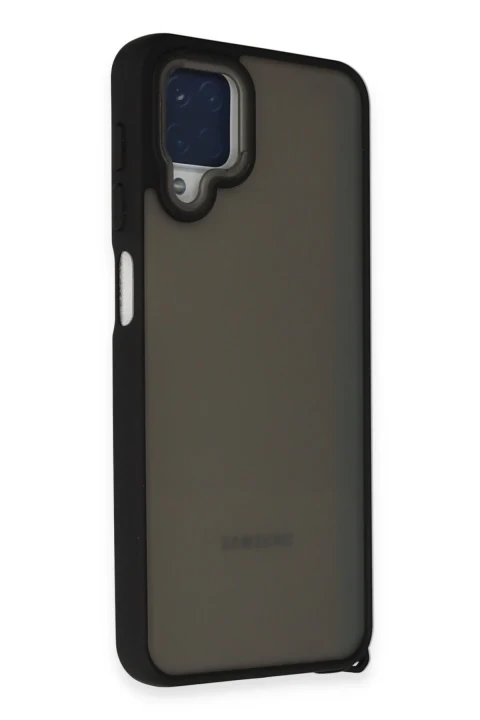 uryport Samsung Galaxy A12 Kılıf Elegant Kapak - Siyah
