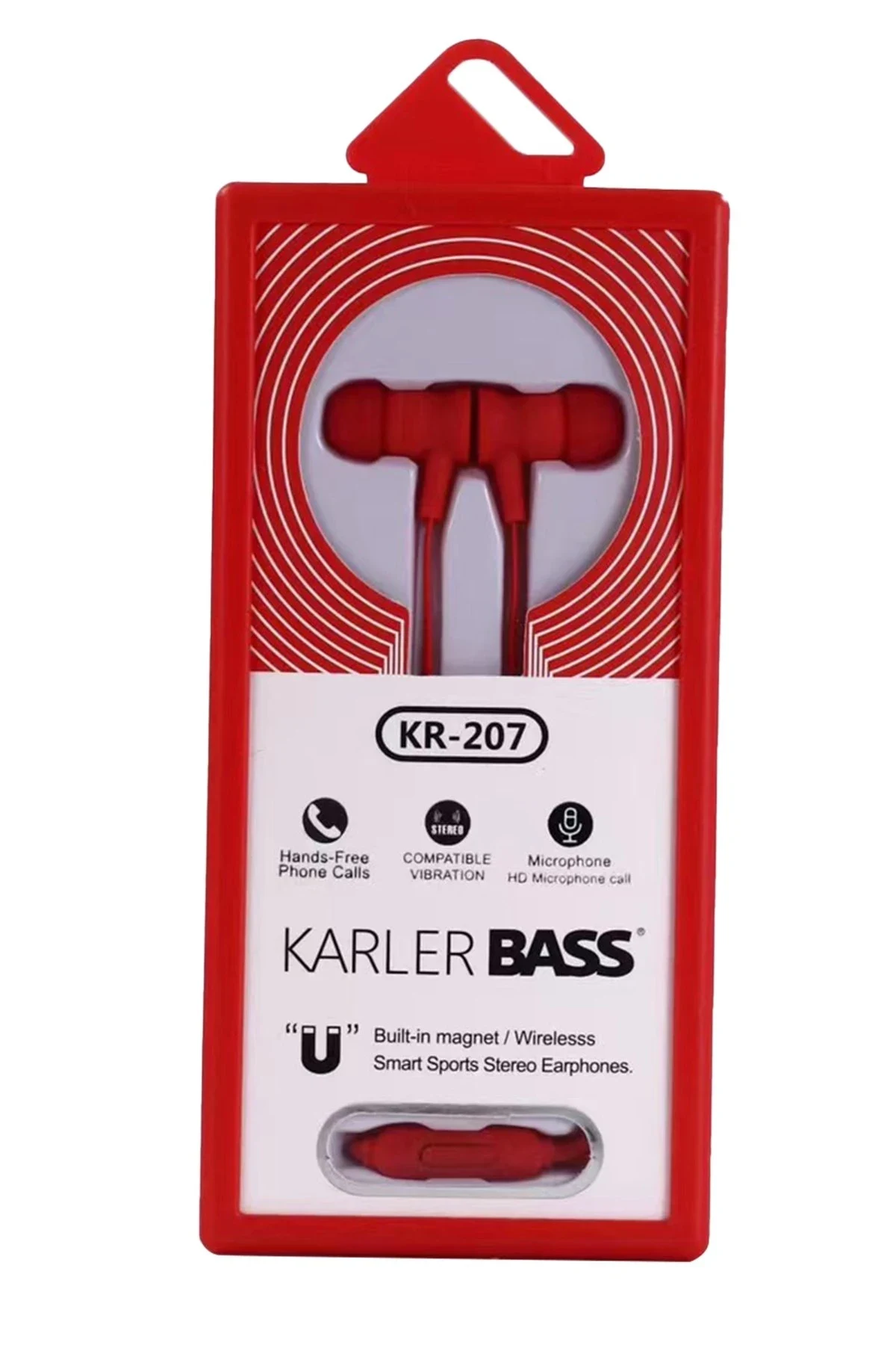 Karler Bass KR-207 Mıknatıslı Kablolu Kulaklık - Kırmızı