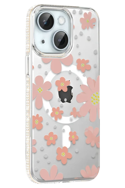 Joko Apple iPhone 15 Floral Magsafe Kapak - Pembe