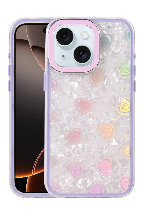 uryport Apple iPhone 15 Lumi Desenli Kapak - Mor