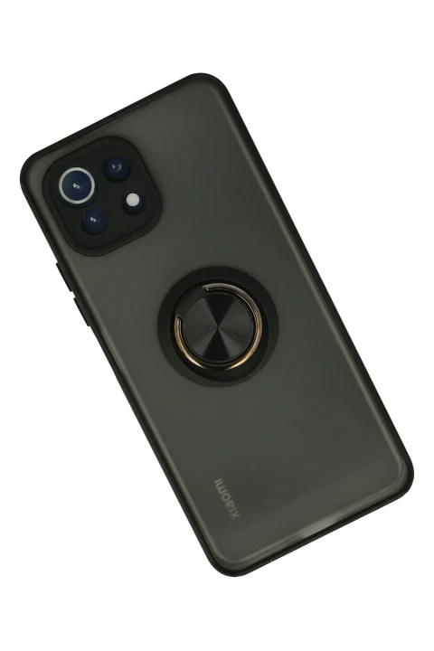 uryport Xiaomi Mİ 11 Lite Kılıf Montreal Yüzüklü Silikon Kapak - Siyah