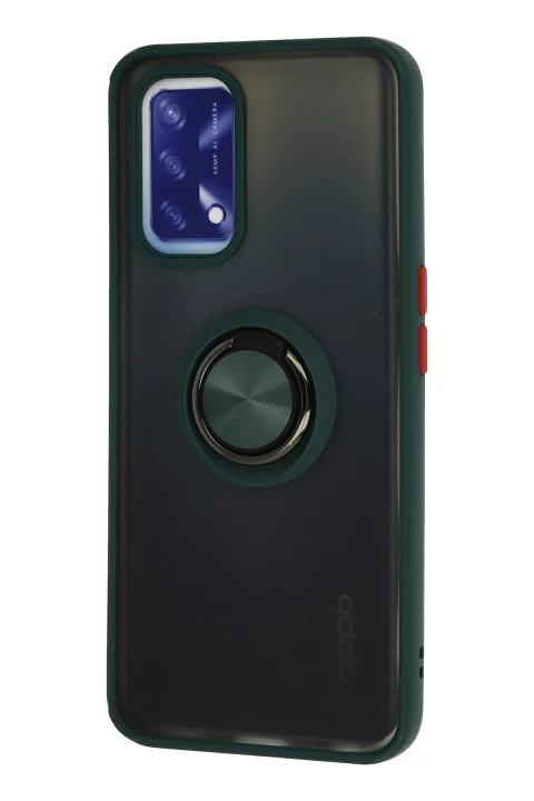 uryport Oppo A74 4G Kılıf Montreal Yüzüklü Silikon Kapak - Yeşil