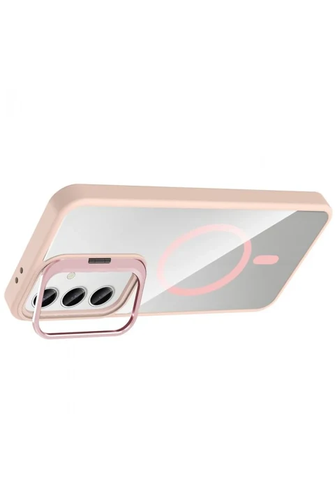 Joko Samsung Galaxy S25 Remim Lensli Magsafe Standlı Kapak - Pembe
