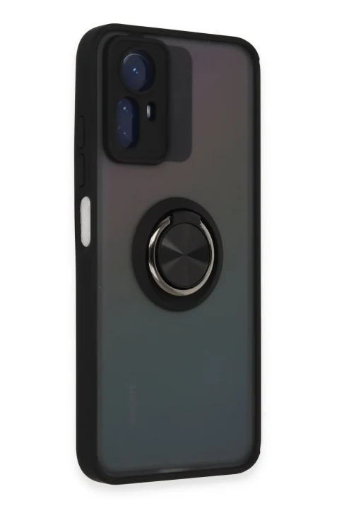 uryport Xiaomi Redmi Note 12S Kılıf Montreal Yüzüklü Silikon Kapak - Siyah