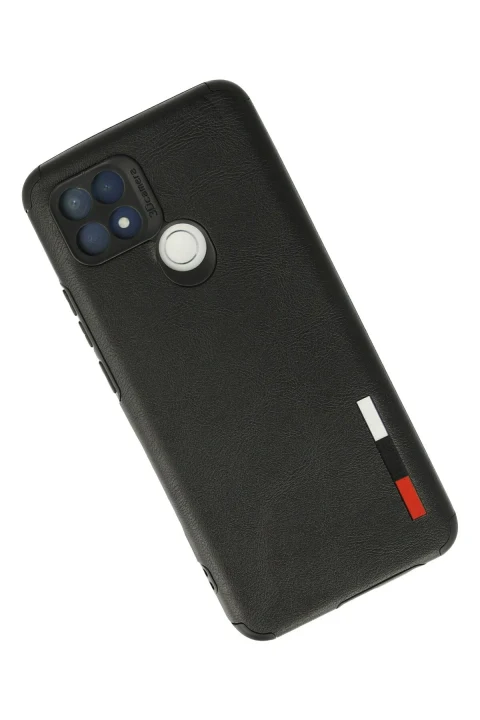 uryport Oppo A15 Kılıf Loop Deri Silikon - Siyah