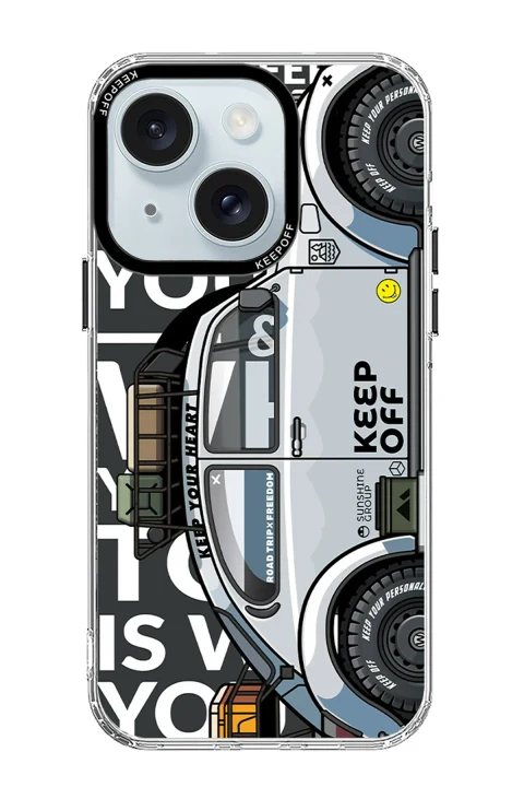 Keep Off Apple iPhone 15 Cross Country Travel Magsafe Kapak - Snow
