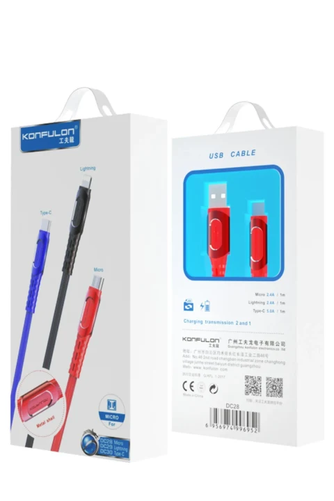 Konfulon DC28 Micro USB Kablo 1M 2.4A - Kırmızı
