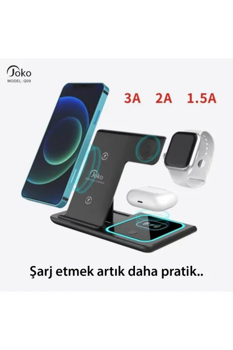 Konfulon Q09 Kablosuz Şarj Masaüstü Set - Siyah