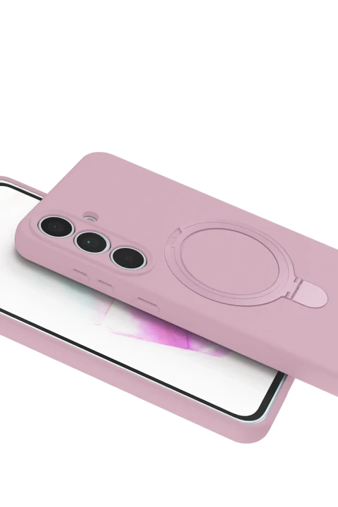 uryport Samsung Galaxy S25 FE Regal Magsafe Standlı Kapak - Açık Pembe